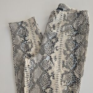 Boston Proper Snake Print Straight Leg Pants - Black and Cream